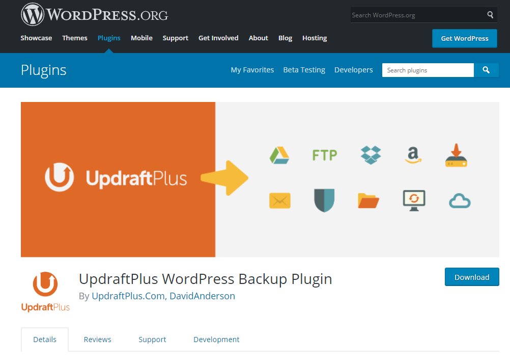 UpdraftPlus 插件列表页面的屏幕截图